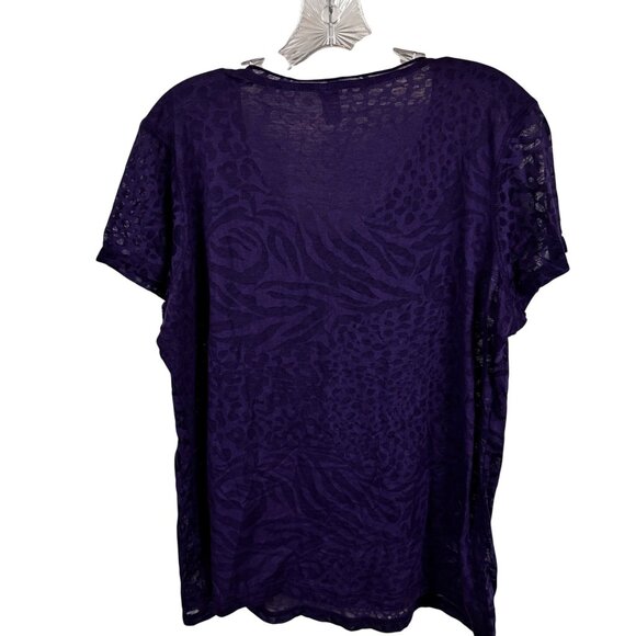 Toppy Size XL Purple Hawaii Rhinestone Floral T-Shirt  Cotton/Polyester - Picture 13 of 13